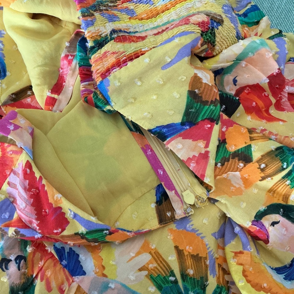 FARM Rio Yellow Floral Maxi Dress with Multicolor Print Size XL - Picture 8 of 14